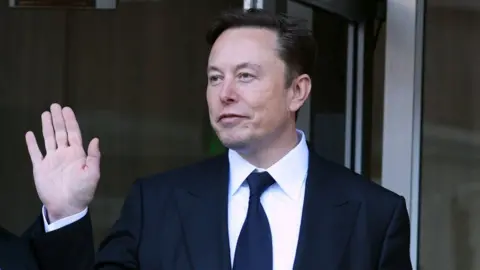 Getty Images Tesla CEO Elon Musk leaves the Phillip Burton Federal Building on 24 January 2023 in San Francisco, California.