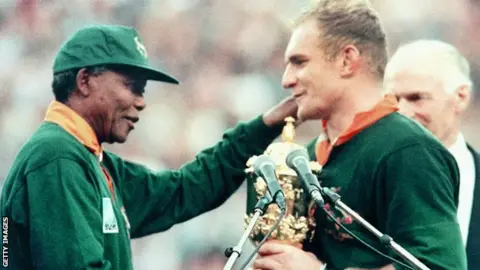 Getty Images Nelson Mandela was elected as president in 1994, the year before South Africa's historic maiden Rugby World Cup victory