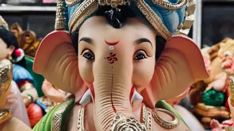 Closeup of a finished Ganpati idol 