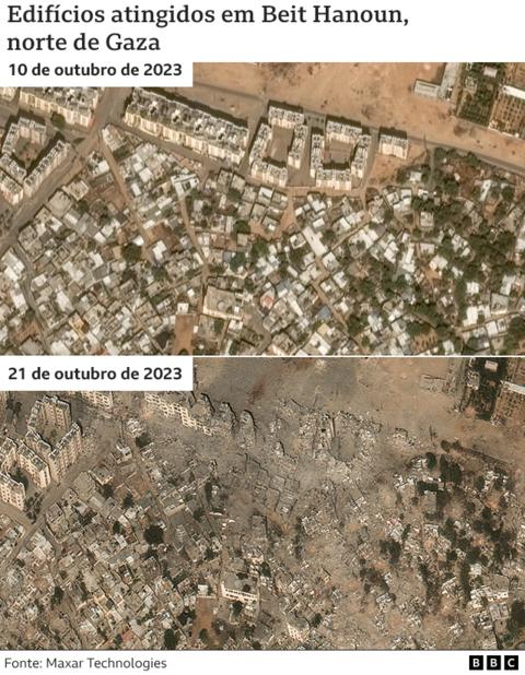 Guerra Israel-Hamas: o antes e depois dos bombardeios de Israel na
