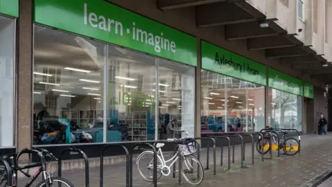 Buckinghamshire Council The outside of Aylesbury library in Buckinghamshire