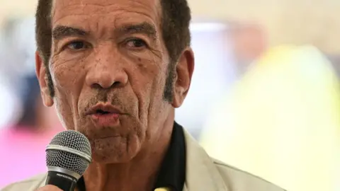 AFP A close-up image of former president of Botswana Ian Khama 