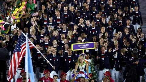 Getty Images Team US at the Olympic stadium, Rio 2016