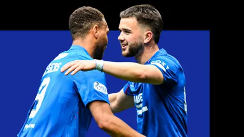 Rangers players Cyriel Dessers and Nico Raskin