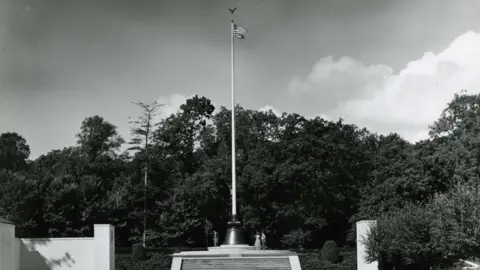 Cambridge America Cemetery Eagle on flagpole in 1965