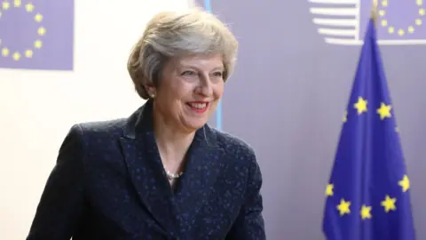 Getty Images Theresa May at EU leaders summit in Brussels on 29 June 2018