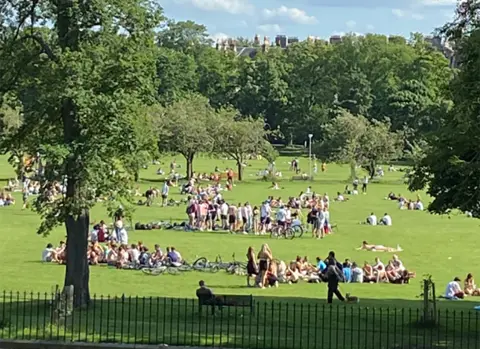 Ian Rankin Crowds on Edinburgh Meadows