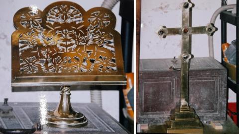 Brass lectern and Victorian cross