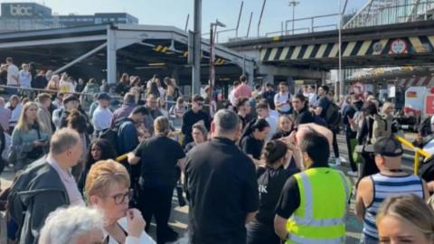 Passengers evacuated from the South Terminal at Gatwick after a fire alarm