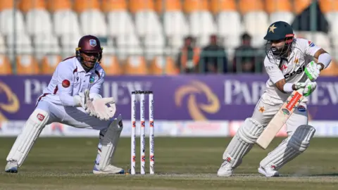Pakistan's Mohammad Rizwan hits out against West Indies in a Test in 2025