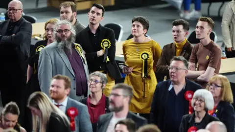 PA Media Tearful SNP politicians at the general election count in Glasgow