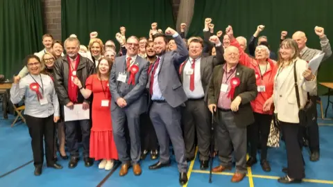 BBC Labour councillors in Erewash celebrate on Friday