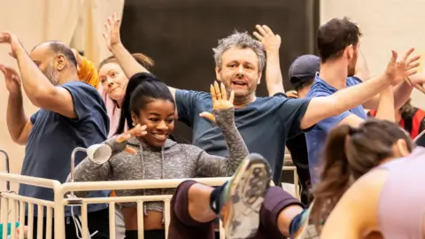Johann Persson  Dr Otung and Michael Sheen in rehearsal 