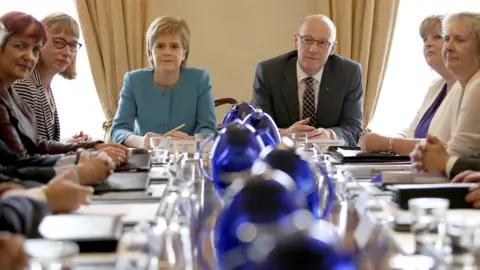 PA Leslie Evans in a Cabinet meeting