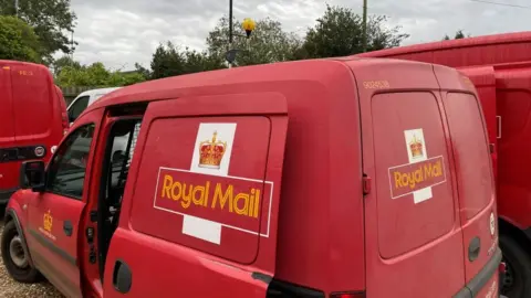 Mariam Issimdar/BBC Royal Mail postal vans