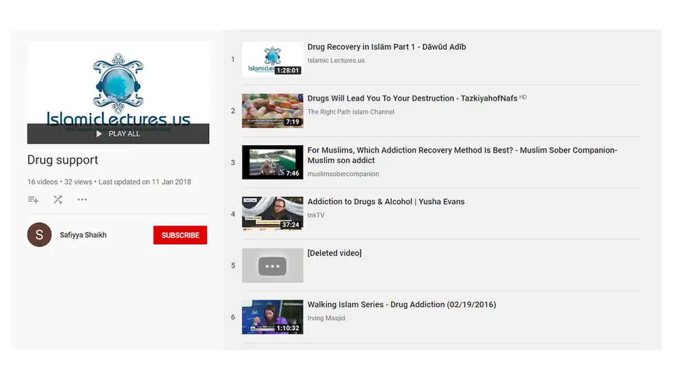 Youtube Safiyya Shaikh's drugs playlist