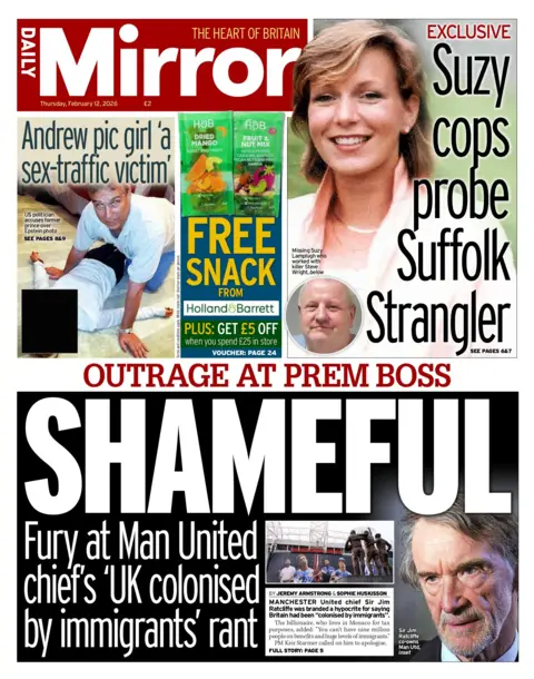 "Shameful" reads the headline on the front page of the Daily Mirror.