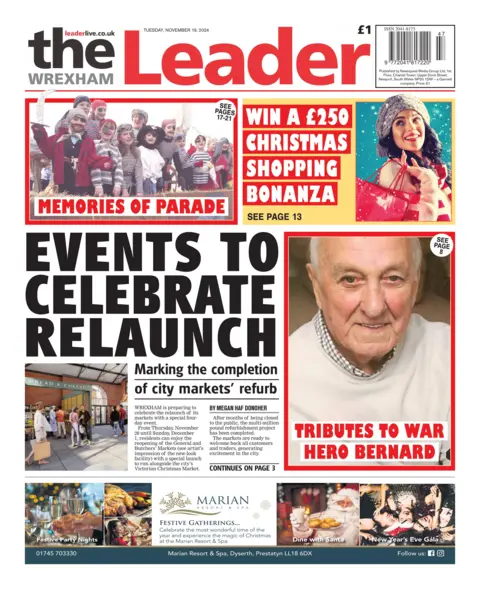 Wrexham Leader Front page of the Wrexham Leader