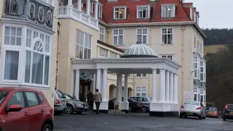The entrance and cupola at the historic Peebles Hydro Hotel in the Borders