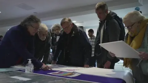 People taking part in one of the consultation events at Cambourne in Cambridgeshire.  