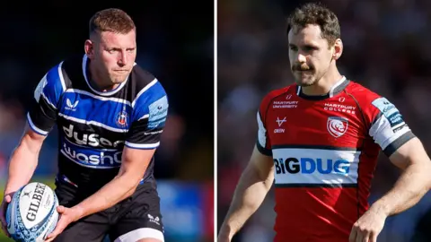 Bath's Finn Russell and Gloucester's Tomos Williams