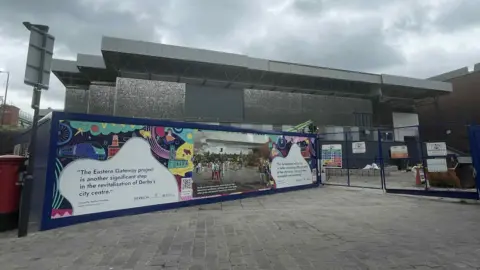 The shut down market hall with work taking place