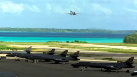 Getty Images A plane taking off from the air base on Diego Garcia