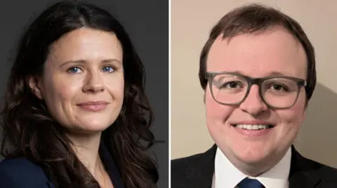 Headshots of Scottish Labour MP Joani Reid and her husband David Taylor. they are both wearing suit jackets.