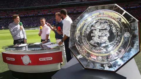 Getty Images BT Sport football pundits before the start of the 2016 Community Shield