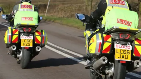 SSCBB Two blood bikes being ridden on a road