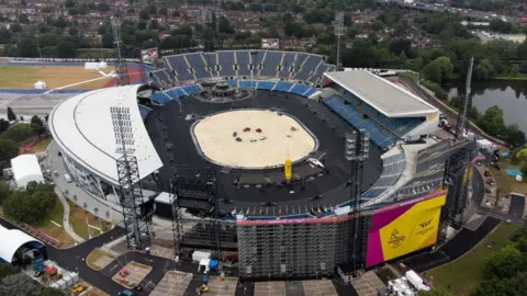 PA Media Aerial shot of the Alexander Stadium in Birmingham