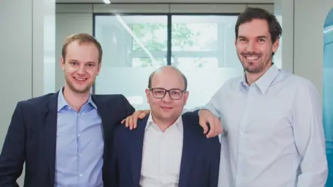 Celonis Celonis' three founders, from left to right, Alexander Rinke, Bastian Nominacher and Martin Klenk