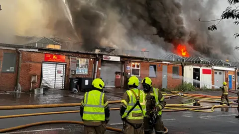 A fire in Baldock, Hertfordshire