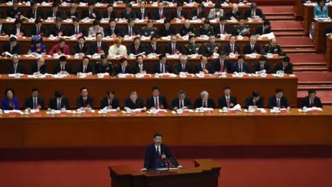 Getty Images President Xi gave a a speech lasting three and a half hours to the Communist Party Congress