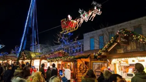 Southampton City Council flying Santa in Southampton