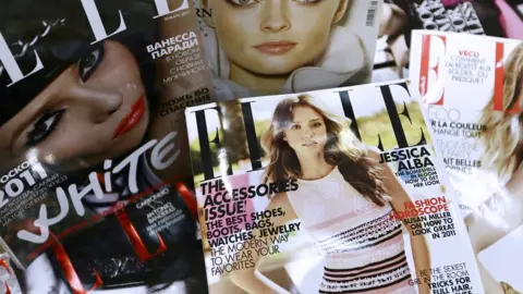 Getty Images Covers of some of the 42 foreign editions of the French fashion magazine "Elle"