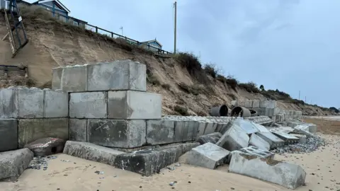 Andrew Turner/BBC blocks at Hemsby beach