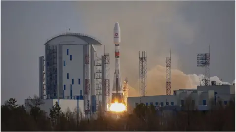 Roscosmos The satellites went up on a Soyuz rocket from the Vostochny Cosmodrome