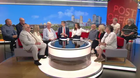 Horizon victims sit in BBC studio