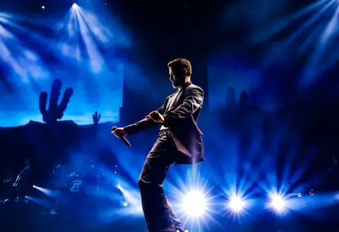 Getty Images for Live Nation Justin Timberlake performs onstage during his The Forget Tomorrow world tour at Rogers Arena on April 29, 2024 in Vancouver, British Columbia.