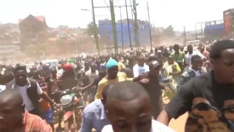 People fleeing explosion in Bukavu