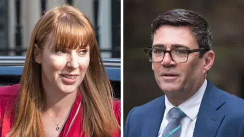 A composite image of MP Angela Rayner and Mayor of Greater Manchester Andy Burnham a