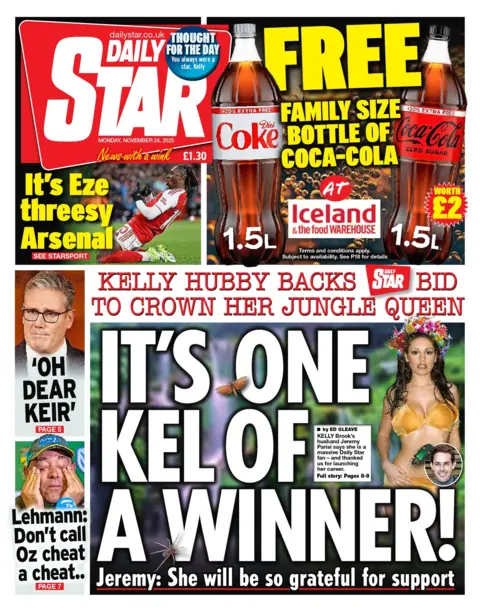 "It's one Kel of a winner," reads the headline on the front page of the Daily Star.