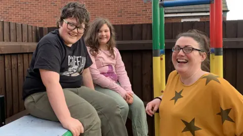 BBC Tracy Winchester with her children Rowan and Maive