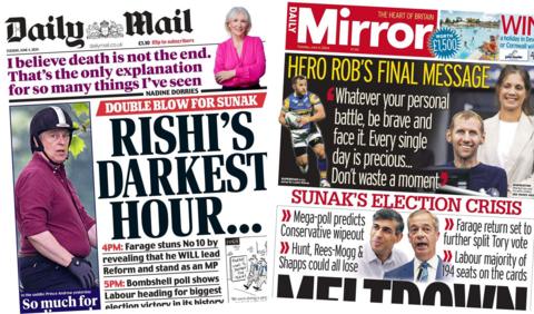 The front pages of the Mirror and the Daily Mail