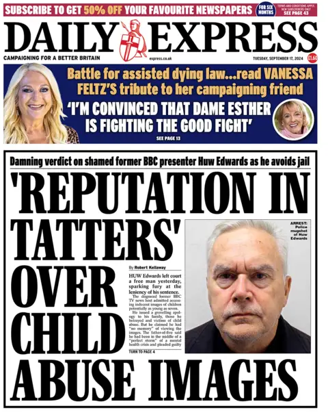 "'Reputation successful  tatters' implicit    kid  maltreatment  images" reads the Daily Express. 