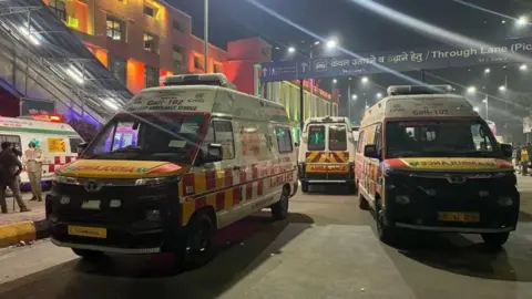 Ambulances at New Delhi station