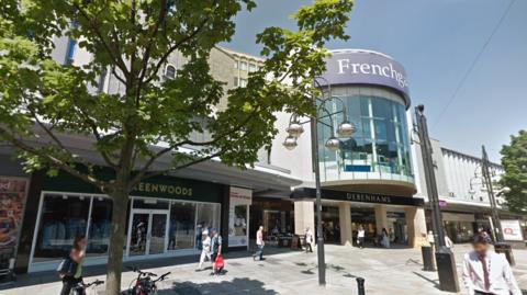 Entrance to Frenchgate centre on pedestrianised street