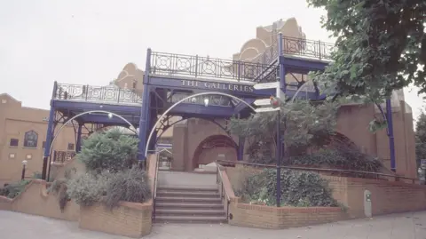 The Galleries shopping centre, pictured in 1998, with a deep blue entrance