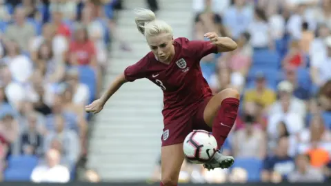 Getty Images Alex Greenwood in action for England in a pre-tournament friedly